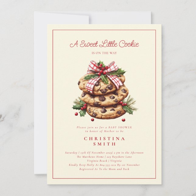 Invitation Un petit Baby shower de Noël sucré (Devant)