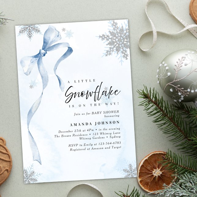 Invitation Un petit Baby shower de Parties scintillant Snowfl (Créateur téléchargé)