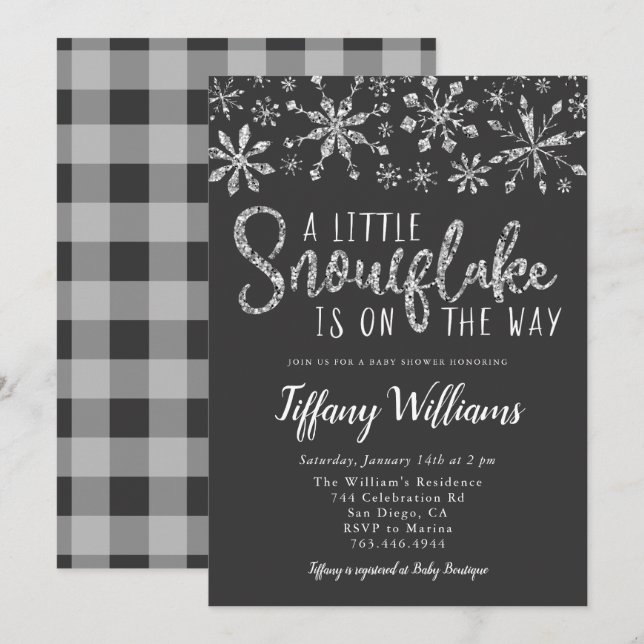 Invitation Un petit baby shower de parties scintillantes (Devant / Derrière)
