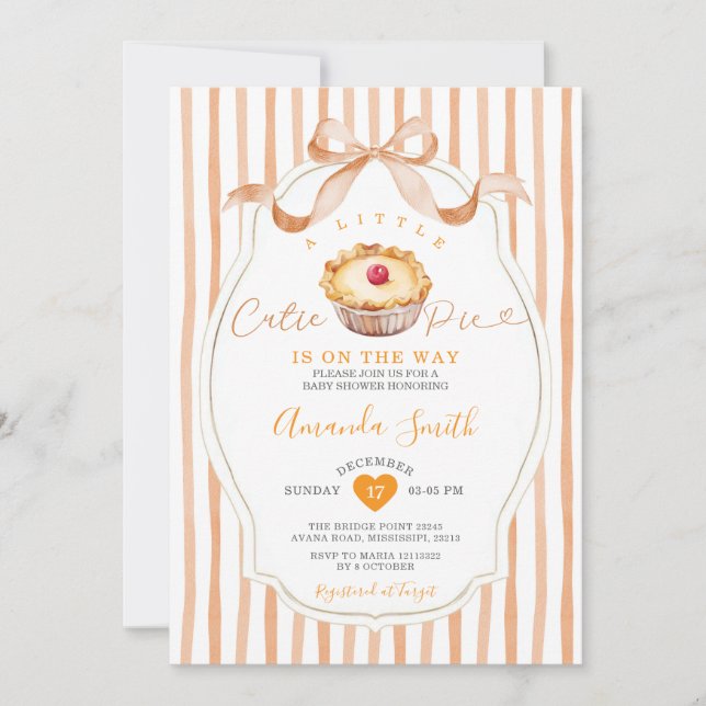 Invitation Un Petit Baby shower De Pie Cutie (Devant)