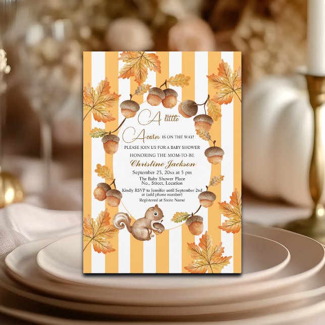 Invitation Un Petit Baby shower De Plaids D'Automne Acorn (Créateur téléchargé)