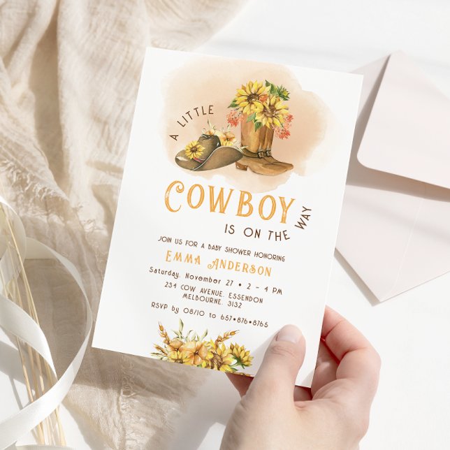 Invitation Un petit Baby shower de rodéo occidental Cowboy (Créateur téléchargé)
