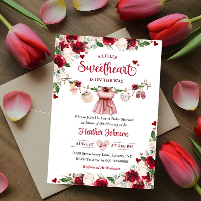 Invitation Un petit Baby shower de Valentine un peu amoureuse (Créateur téléchargé)