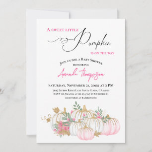 Invitation Un Petit Baby shower De Verdure Rose Citrouille Su