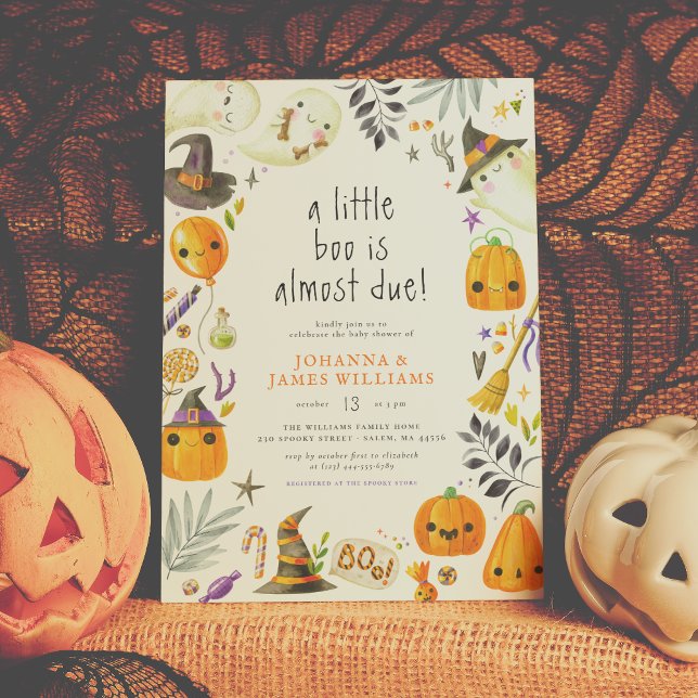Invitation Un petit Baby shower d'Halloween Citrouille et fan (Créateur téléchargé)