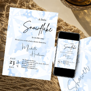Invitation Un petit Baby shower d'hiver bleu Snowflake