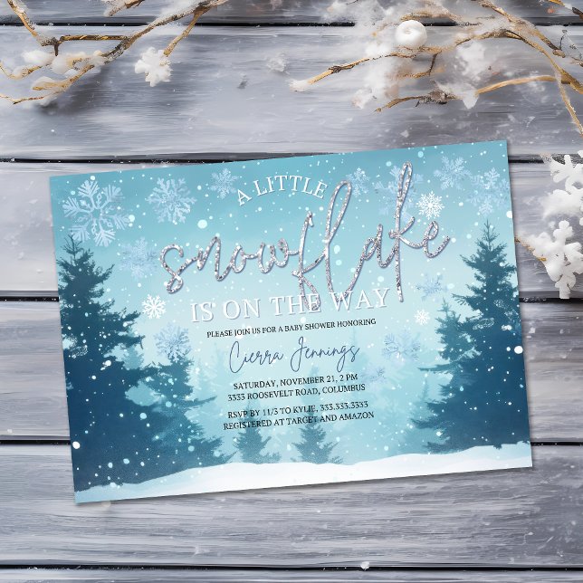 Invitation Un petit Baby shower d'hiver de flocon de neige (Créateur téléchargé)