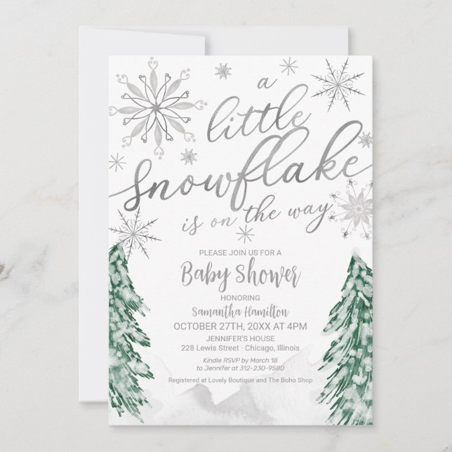 Invitation Un petit Baby shower d'hiver de Noël (Devant)