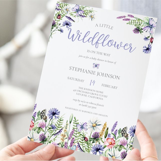 Invitation Un petit Baby shower Floral de lavande Fleur sauva (Créateur téléchargé)