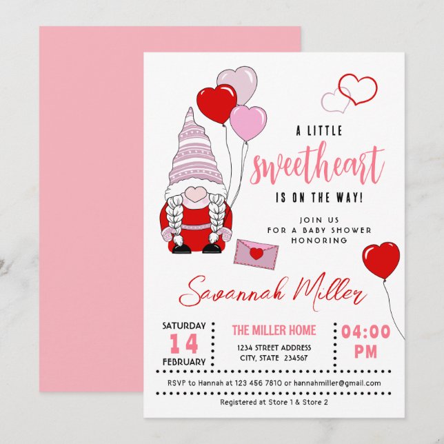 Invitation Un petit Baby shower Gnome (Devant / Derrière)