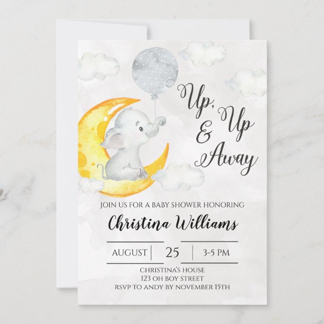 Invitation Un petit Baby shower gris neutre vers le haut et v (Devant)