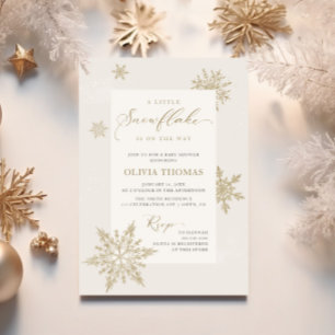 Invitation Un petit Baby shower neutre doux de flocon de neig