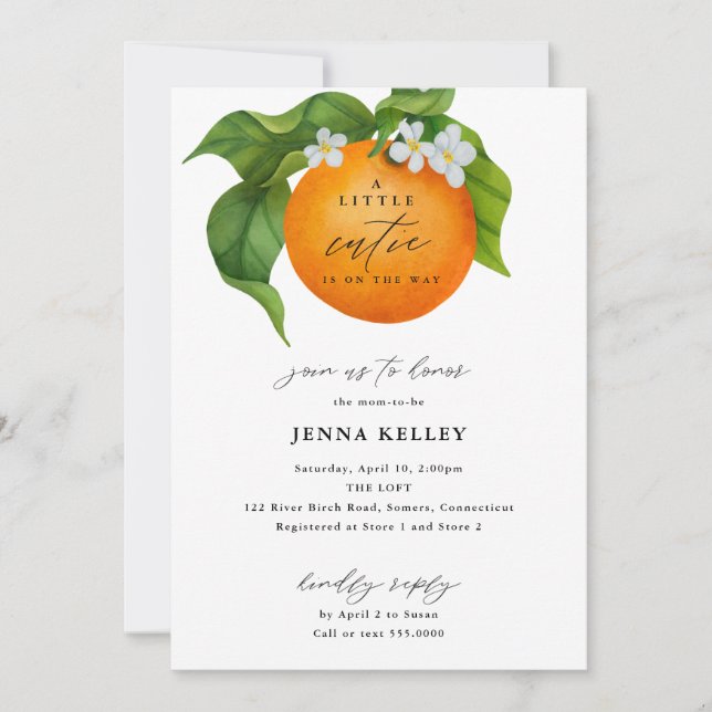 Invitation Un Petit Baby shower Orange Cutie (Devant)