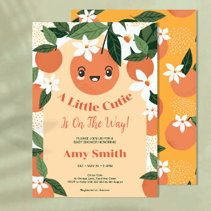 Invitation Un petit Baby shower orange Cutie Citrus