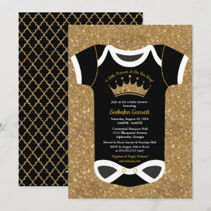 Invitation Un petit Baby shower princesse Black & Royal Gold