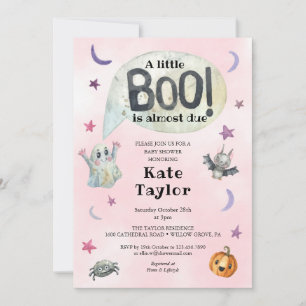 Invitation Un Petit Baby shower rose Halloween Boo