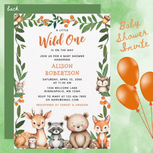 Invitation Un petit Baby shower sauvage d'animaux de forêt