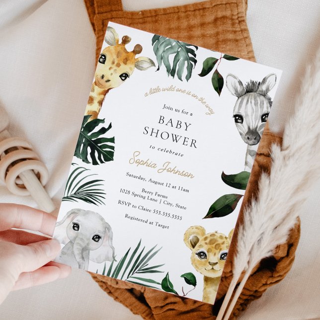 Invitation Un petit Baby shower sauvage d'animaux de la Jungl (Créateur téléchargé)
