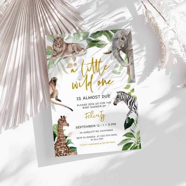 Invitation Un petit Baby shower sauvage d'animaux de safari (Créateur téléchargé)
