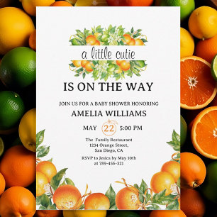 Invitation Un Petit Baby shower Verdoyant De Fleur Orange Cut