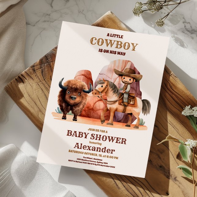 Invitation Un petit Baby shower Western Boy Cowboy (Créateur téléchargé)