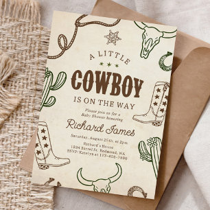 Invitation Un petit Baby shower Western Boy Cowboy