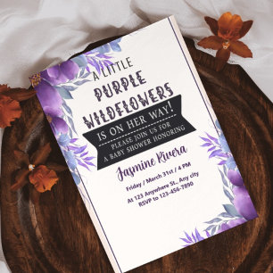 Invitation Un Petit Bébé Fleur sauvage Violet Fille Douche