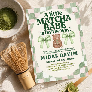 Invitation Un petit bébé matcha ours mignon douche de bébé ma