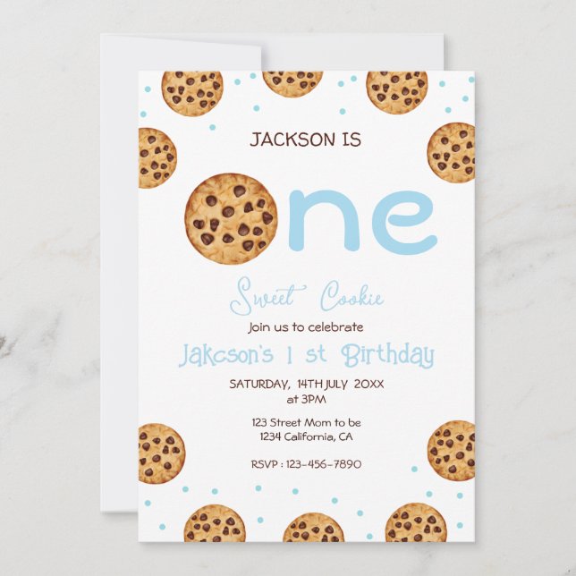 Invitation Un petit biscuit doux premier anniversaire (Devant)