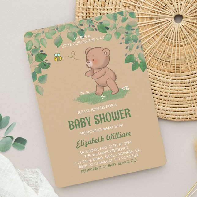 Invitation Un Petit Boeuf Sur Le Chemin Baby shower (Unique and cute bear themed baby shower)