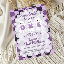 Un petit Boo a un an Anniversaire à carreaux viole