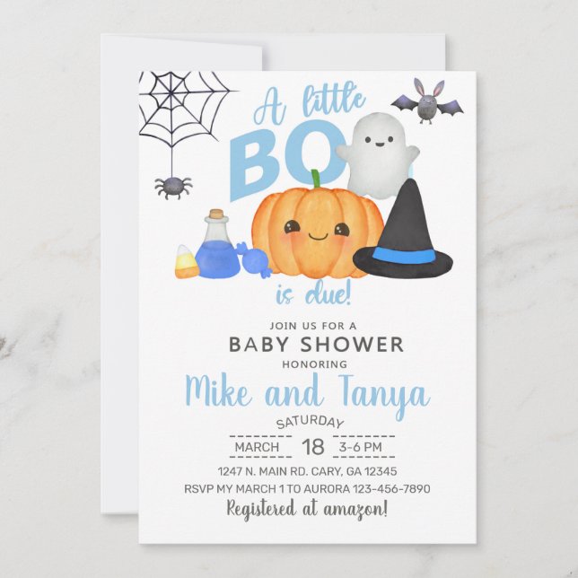 Invitation Un petit boo est dû Halloween baby shower invitati (Devant)
