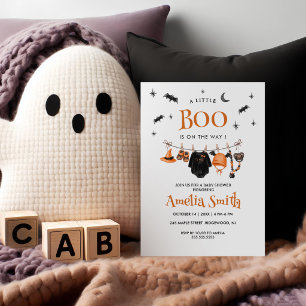 Invitation Un petit boo est en route Fête prénatale Halloween