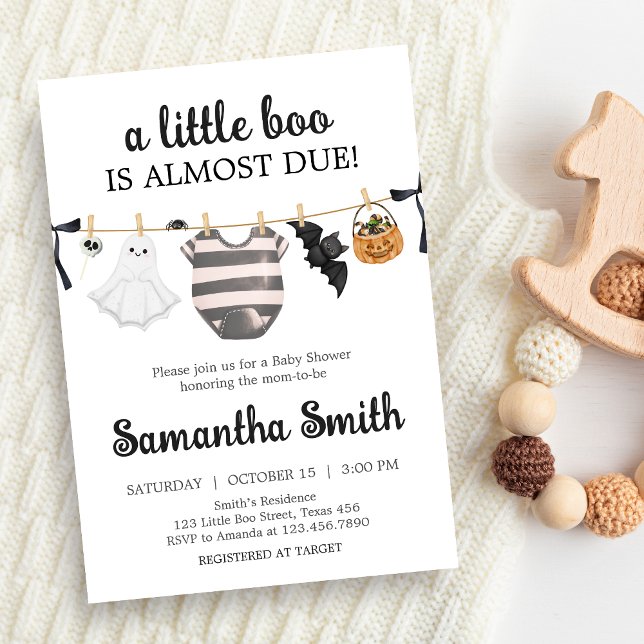 Invitation Un Petit Boo Est Presque À Baby shower (A Little Boo Baby Clothes Baby Shower Invitation )