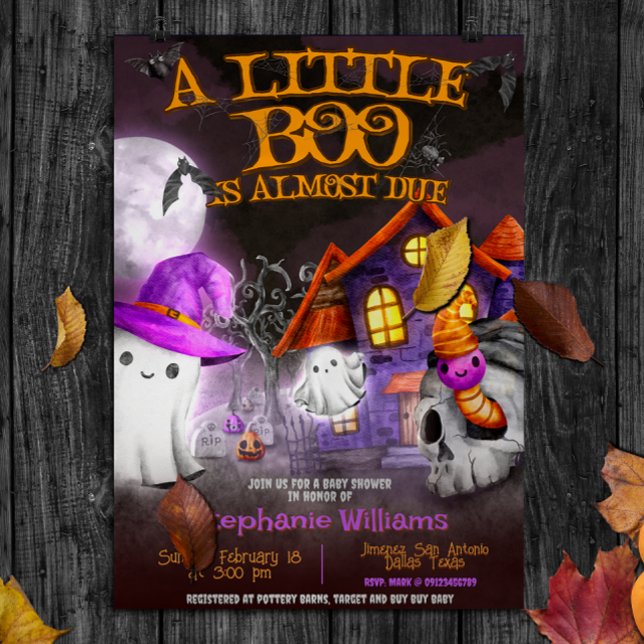 Invitation Un petit Boo est presque arrivé (A Little Boo is Almost Due - Halloween Baby Shower Invitation)