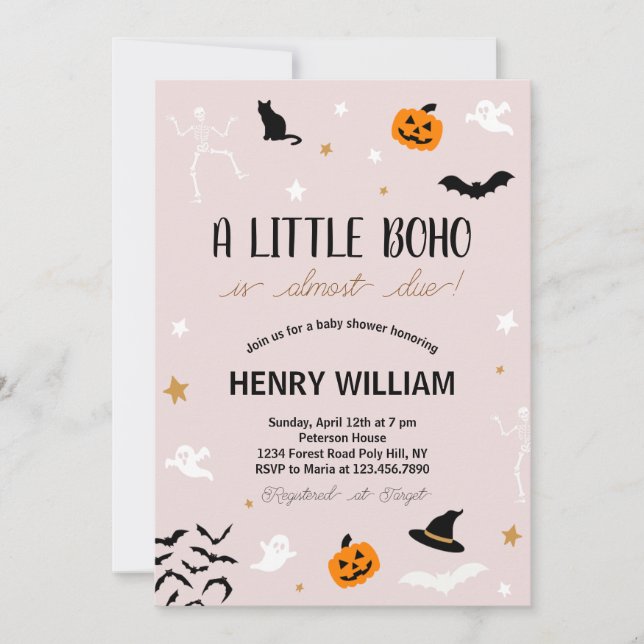 Invitation Un Petit Boo Est Presque Attendu ! Baby shower éff (Devant)