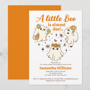 Invitation Un Petit Boo Est Presque Dû À Un Joli Baby shower 