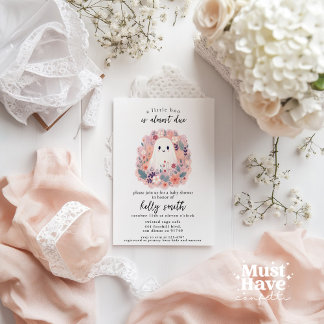 Invitation Un Petit Boo Est Presque Dû Baby shower Bébé Fille