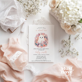 Invitation Un Petit Boo Est Presque Dû Baby shower Bébé Fille