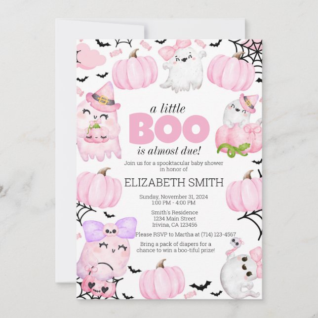 Invitation Un Petit Boo est presque dû ! Baby shower d'Hallow (Devant)