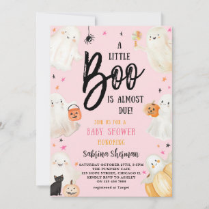 Invitation Un Petit Boo rose mignon Halloween Baby Girl Douch