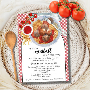 Invitation Un Petit Boulet De Viande Arrive Bébé Shower Rouge