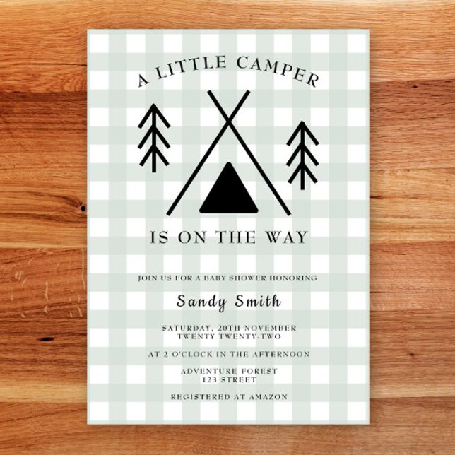 Invitation Un petit camping est en route Baby shower (Créateur téléchargé)