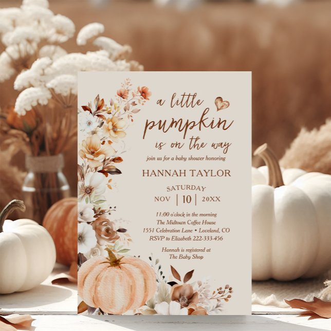 Invitation Un Petit Citrouille Automne Automne Automne Baby s (Créateur téléchargé)