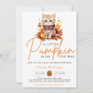 Invitation Un Petit Citrouille Automne Baby shower Chat Autom