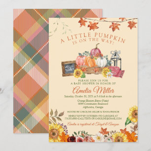 Invitation Un Petit Citrouille Automne Baby shower d'automne 