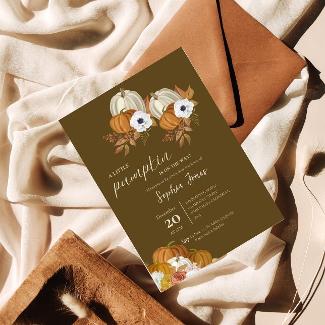 Invitation Un Petit Citrouille | Automne | Baby shower floral (Créateur téléchargé)