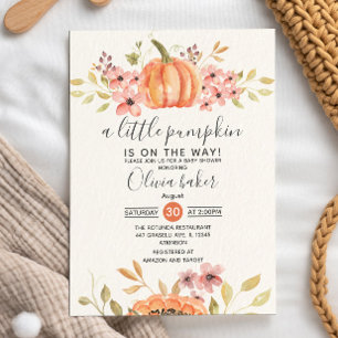Invitation Un Petit Citrouille Automne Baby shower Floral Aut