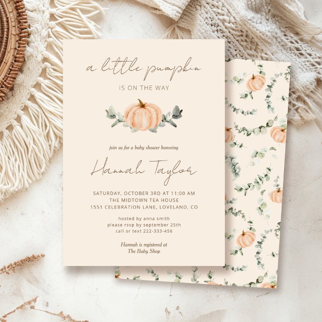 Invitation Un petit Citrouille Automne Baby shower neutre de  (Créateur téléchargé)