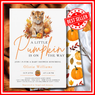 Invitation Un petit citrouille automne Lionceau bébé Shower